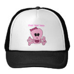 Crâne Girly rose avec l'arc Halloween ou le pirate Casquettes