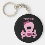 Crâne Girly rose avec l'arc Halloween ou le pirate Porte-clefs