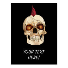 Crâne gothique de punk rock avec le Mohawk rouge Cartes Postales