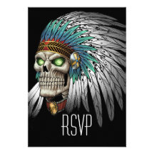 Crâne gothique tribal indien indigène invitations