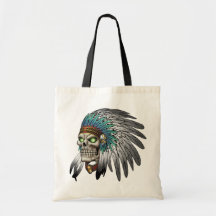 Crâne gothique tribal indien indigène sacs de toile