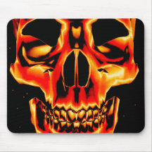 Crâne jaune et noir rouge Mousepad Tapis De Souris