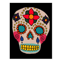 Crâne mexicain de sucre d'art populaire carte postale