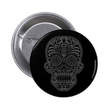Crâne noir complexe de sucre badges