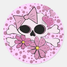 Crâne punk Girly Autocollants Ronds