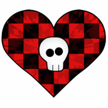 Crâne punk mignon de goth au coeur checkered rouge photo sculptures