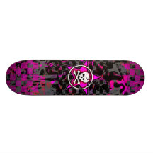 Crâne rose d'étoile skateboards