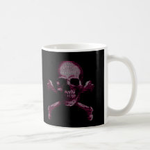 Crâne rose et os croisés de pirate informatique tasses à café