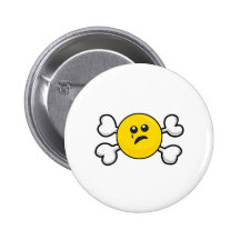 crâne souriant pleurant et os croisés pin's avec agrafe