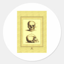 Crânes antiques jumeaux autocollant rond