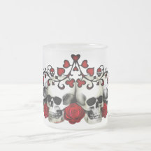 Crânes, coeurs et roses tasse à café