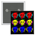 Crânes de couleur primaire badge avec épingle