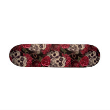 Crânes et roses planche à roulette