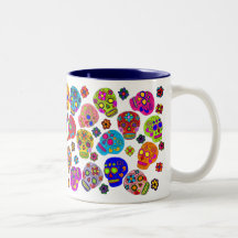 Crânes mexicains de sucre d'art populaire tasse à café