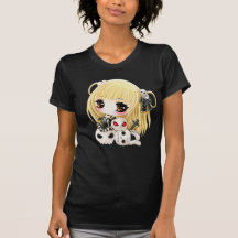 Crânes mignons de fille et de kawaii de chibi t-shirts