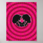 Crânes roses de coeur de noir d'hypnose affiches