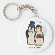 Cravate de jeunes mariés de mariage de pingouin -  porte-clés