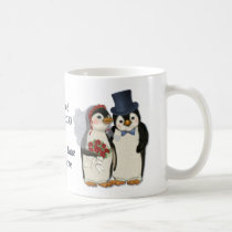 Cravate de jeunes mariés de mariage de pingouin -  tasses