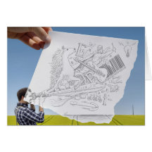 Crayon contre l'appareil-photo - inspiration carte de vœux