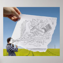 Crayon contre l'appareil-photo - inspiration affiche