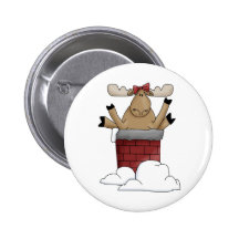 Créatures de Noël · Orignaux et cheminée Badge Avec Épingle