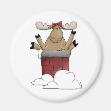 Créatures de Noël · Orignaux et cheminée Magnets Pour Réfrigérateur