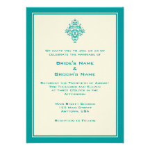 Crème A7 et invitations simples bleues turquoises 