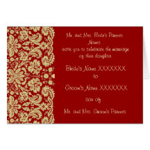 Crème chrétienne/Tan d'invitation de mariage damas Carte
