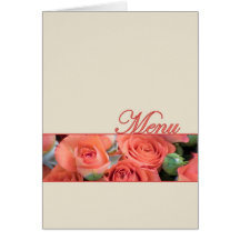 Crème de roses de pêche de carte de menu de mariag