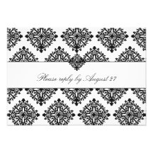 Crème et damassé noire RSVP de 311 Phoebe Invitations