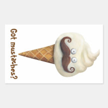 Crème glacée avec des moustaches stickers en rectangle