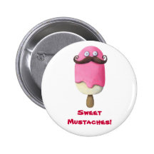 Crème glacée rose avec des moustaches badges avec agrafe