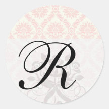 crème légère et damassé rose adhésif rond