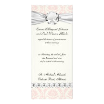 crème légère et damassé rose carton d'invitation