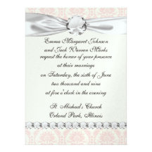 crème légère et damassé rose cartons d'invitation