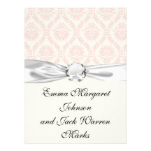 crème légère et damassé rose invitations personnalisables