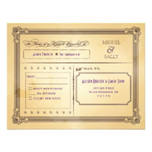Crème vintage et affiche de Brown épousant RSVP Invitation Personnalisable