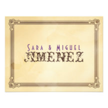 Crème vintage et affiche de Brown épousant RSVP Faire-part Personnalisés