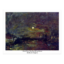 Crépuscule au-dessus du port du Havre par Boudin E Carte Postale