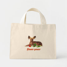 crêté chinois, flower power sac fourre-tout