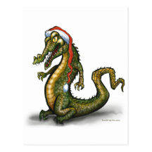 Crocodile de Noël Carte Postale