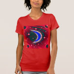 Croissant de lune et étoiles de électrification de t-shirts