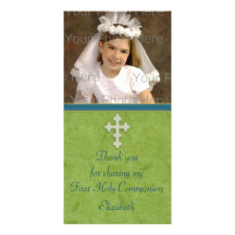 Croix blanche verte religieuse cartes avec photo