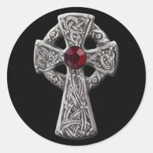 Croix celtique autocollant rond