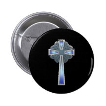 Croix celtique dans le bleu - bouton pin's avec agrafe