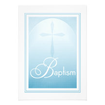 Croix chrétienne de baptême dans le bleu faire-parts