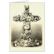 Croix chrétienne florale vintage 1869 de Pâques Cartes
