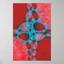 Croix de dentelle de fractale affiche