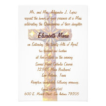 Croix d'or de Quinceanera Faire-parts