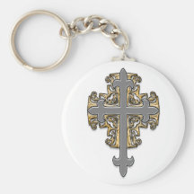 Croix d'or et d'argent porte-clef